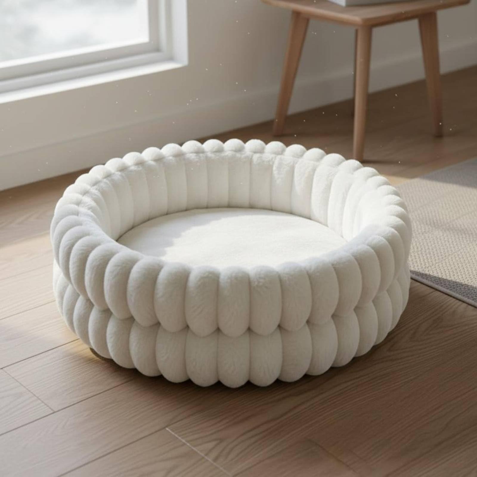predolo Cojín Nido de Doble Capa Cálida y Acogedora Extra Suave para Perros Pequeños, Cachorros, Interior, Suelo, Gris, 60CM