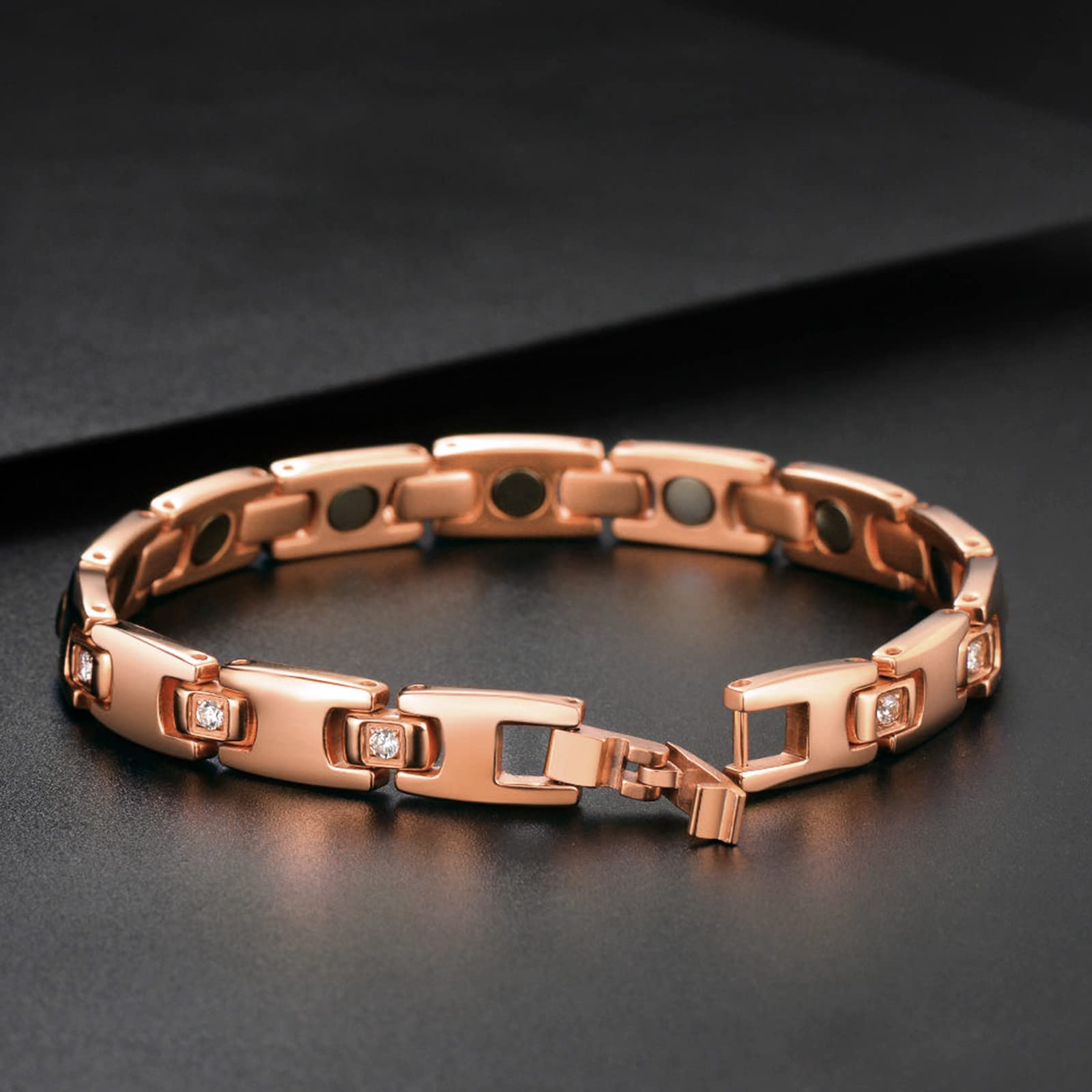 JEROOT Bracciale Magnetico Dimagrante In Titanio, Catena in Ematite Lucida da Dona Bracciale Magnetico Alla Moda, Bracciale Per La Perdita Di Peso
