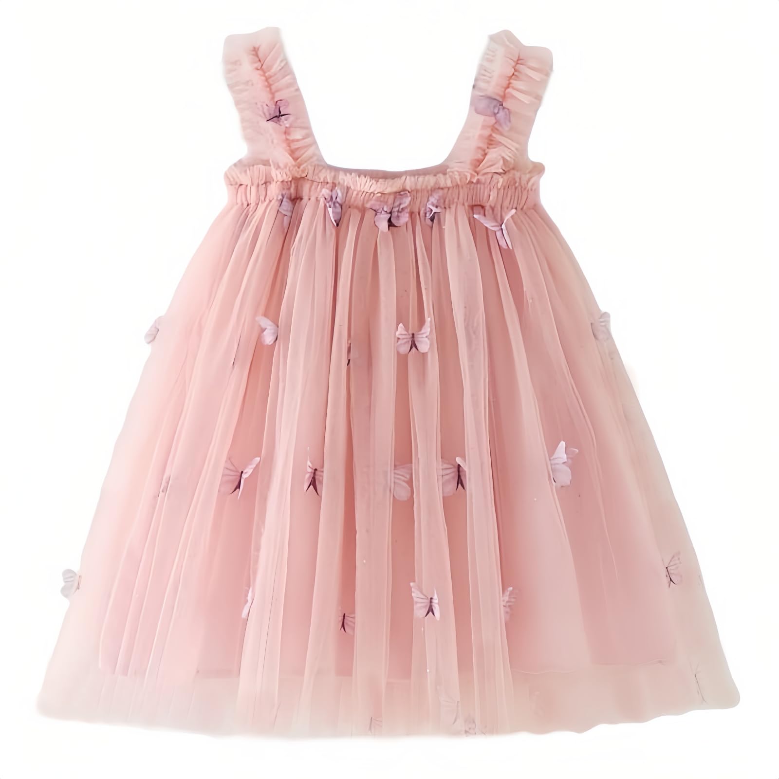 Baby Girls Tutu Dress, Pinkish Butterflies Toddler Baby Girls Sleeveless Layered Princess Tulle Sundress Party Dress,Pinkish with Butterflies Size 130