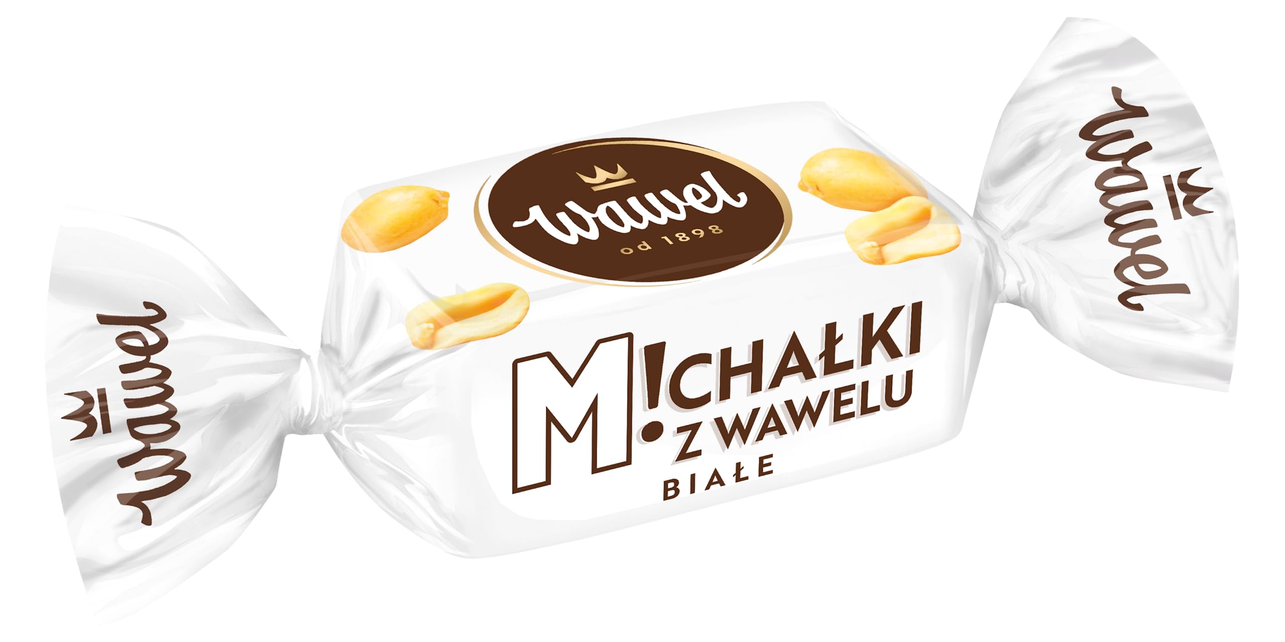 Wawel Michałki Białe z Wawelu Cukierki z orzeszkami arachidowymi w białej polewie 26% orzeszków 1kg 1000g