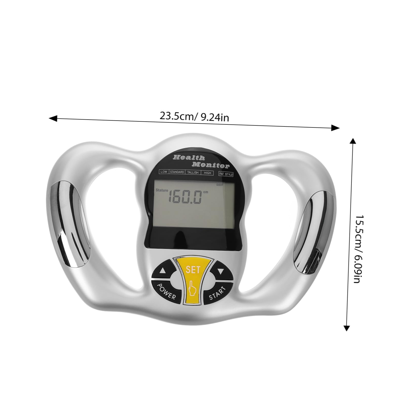 Misuratore Grasso Corporeo Portatile Argento Abs Analisi Bmi | Uso in Movimento, Valutazione Fitness, Tecnologia Avanzata e Design Leggero per Controllo Rapido