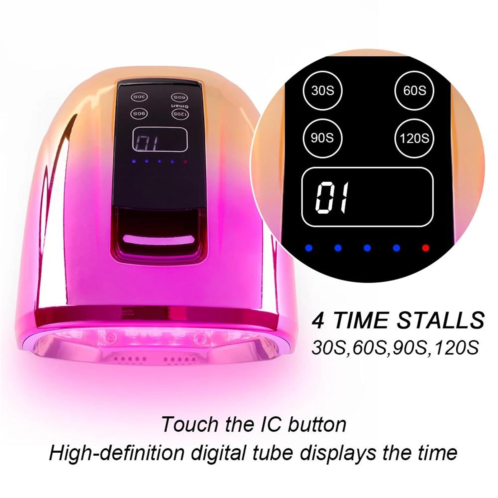 B,lámpara de uñas Recargable lámpara de uñas UV led portátil 90 w gradiente lámparas led para Secado de Esmalte de Gel lámpara UV led de curado por luz roja con Base de Espejo