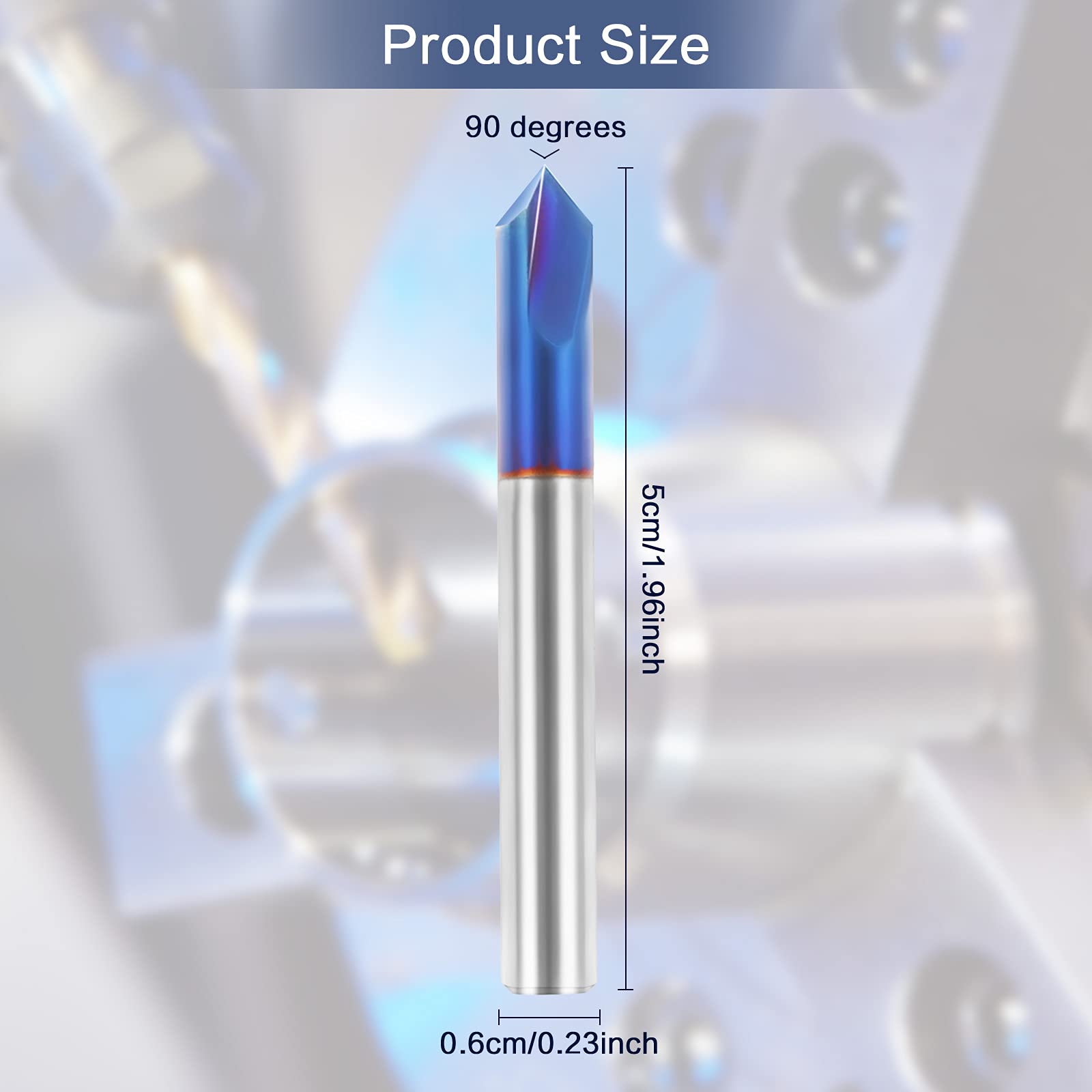 VHM Fasenfräser, 1 Stück 6mm Schaft 90 Grad Fasenfräser Entgrater, Wolframstahl 2 Flöte V Nutfräser mit Blau Nano Beschichtung, V Nut Schaftfräser für Werkzeugmaschinen und Anfasen (6 * 50mm)