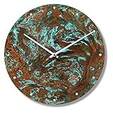 InTheTime 12-inch Copper Wall Clock Round Large Silent Non-Ticking Unique Handmade - 7th Wedding Ann