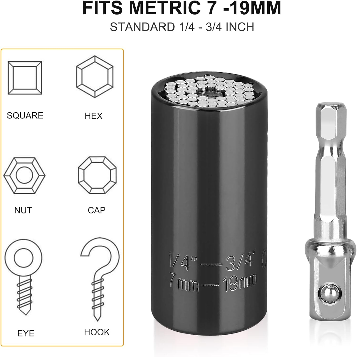 4 PCS Universal Socket Grip Tool Gifts for Men Dad, Super Socket Set 1/4''-3/4'' Multi-Function Socket Wrench Power Drill Adapter Ratchet Gadgets, Christmas Gifts for Men Women Husband Handyman