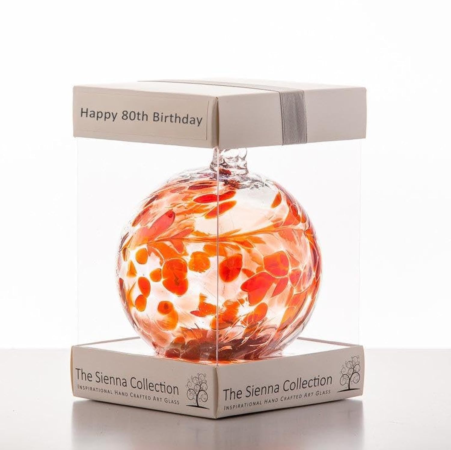 Sienna Glass 10cm Friendship Ball - Ruby Red - Happy 80th Birthday Gift