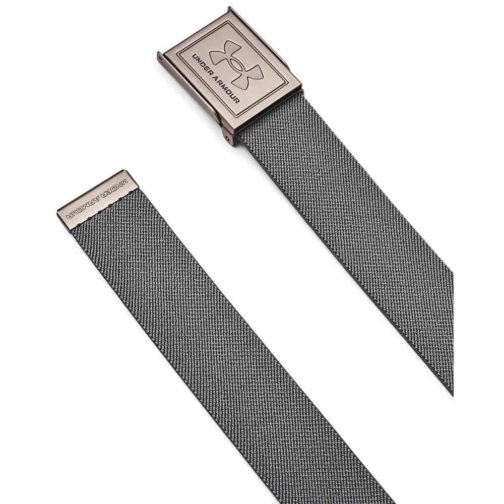 Under Armour Men's Stretch Webbing Belt, Durable and Stretchy Men's Belt for Sports and Outdoor Pursuits, Essential Golf Gear with Adjustable Clasp,Castlerock/Black/Silver,OSFM