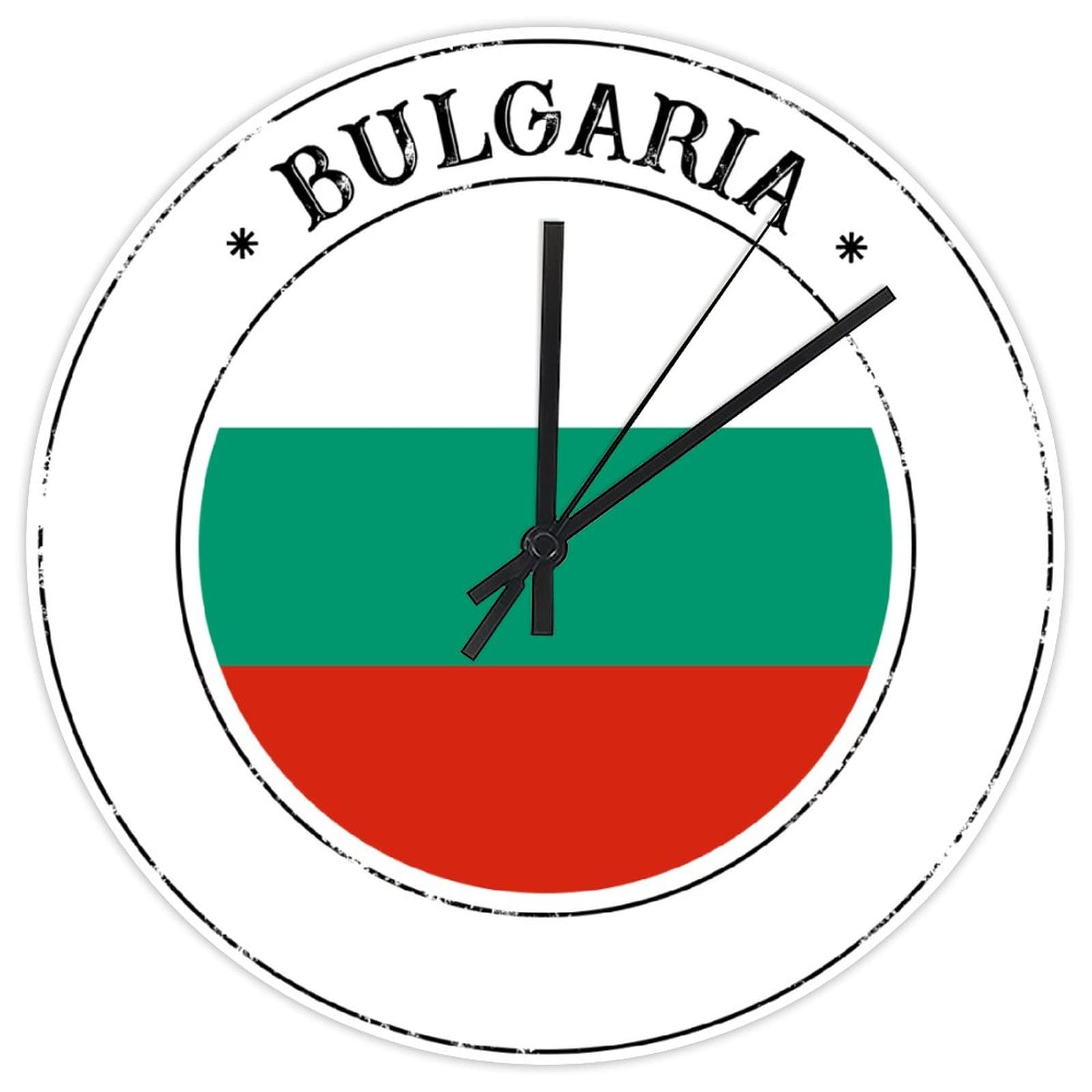 Horloge murale en bois drapeau Bulgarie 38 cm pour salon