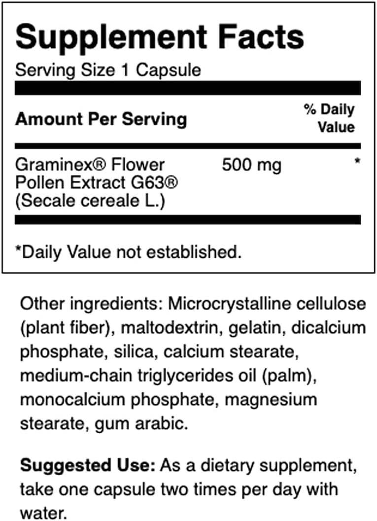 Swanson Maximum Strength Graminex Flower Pollen Extract - Supports Prostate Health, Urinary Tract Function, and Kidney Health - Mens Health Supplement - (60 Capsules, 500mg Each) (4 Pack)