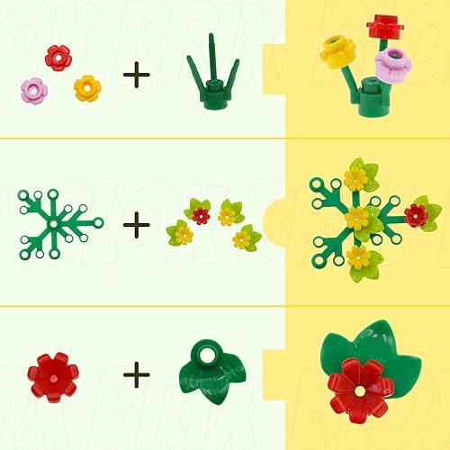 Miniatura 5 de BloxBrix Juego de 246 bloques de construcción de granjas, ladrillos de pato, estanque, compatibles con Lego, plantas, hojas de loto, flores, ramitas