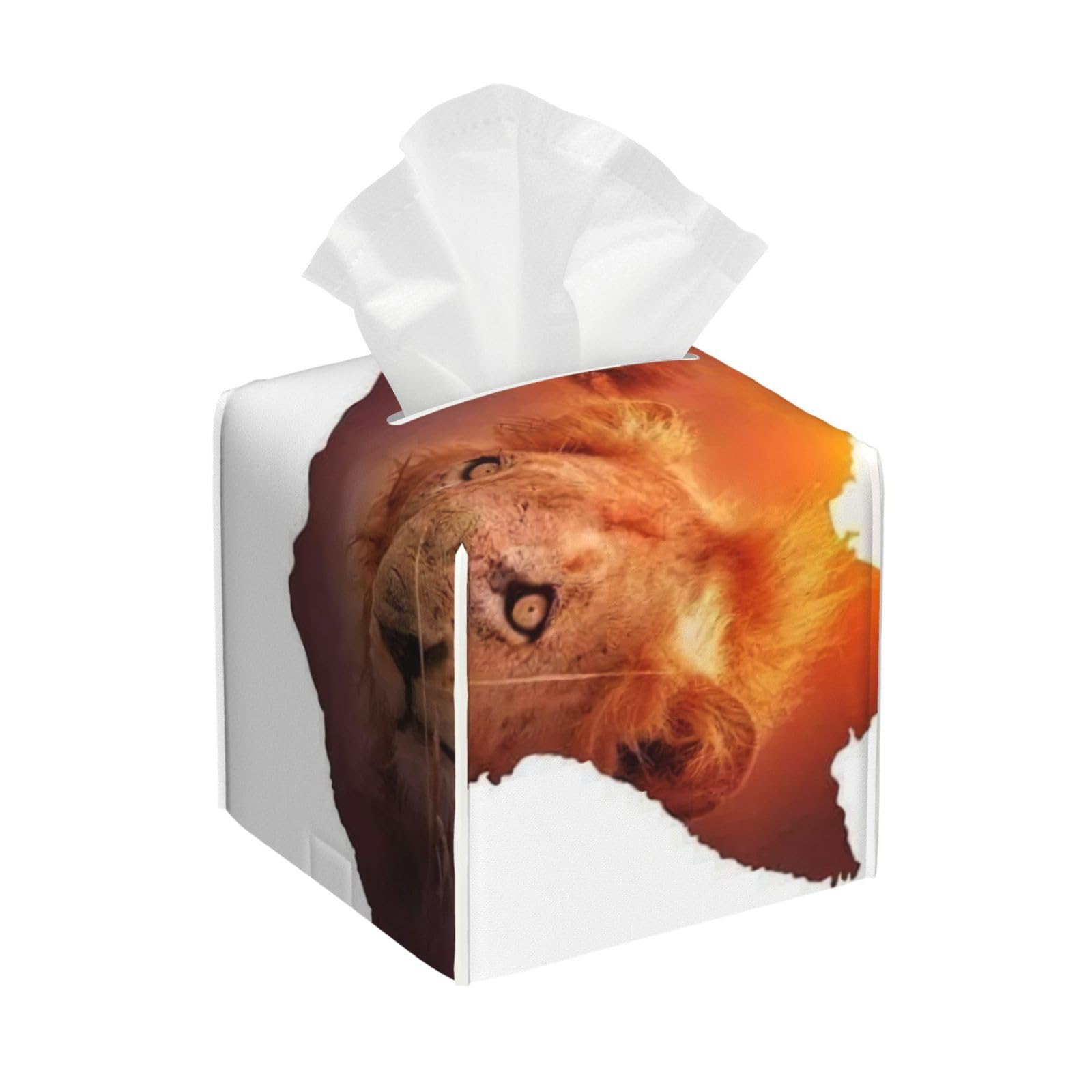 Africa Wildlife Map Design PVC Cube Tissue Pack for Home Office Bathroom Use