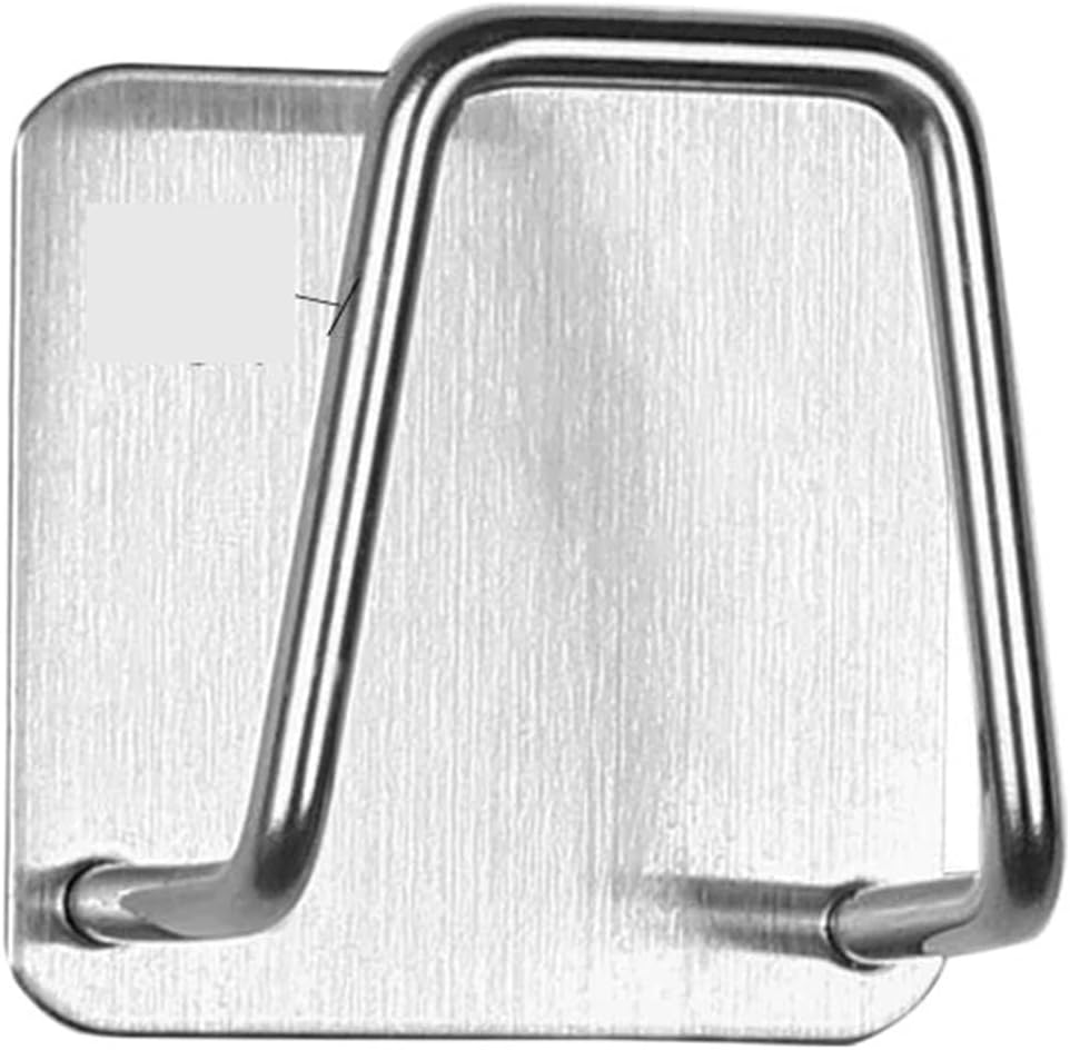 Stainless Steel Sponge Holder Spoon Pot Clips Self Adhesive Kitchen Storage Organizer Gadgetsa(Silver)