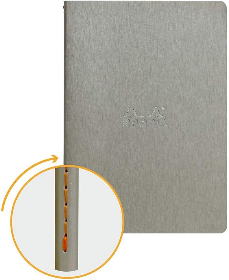 Rhodia Sewn Spine Notebook, A5, Dot - Silver