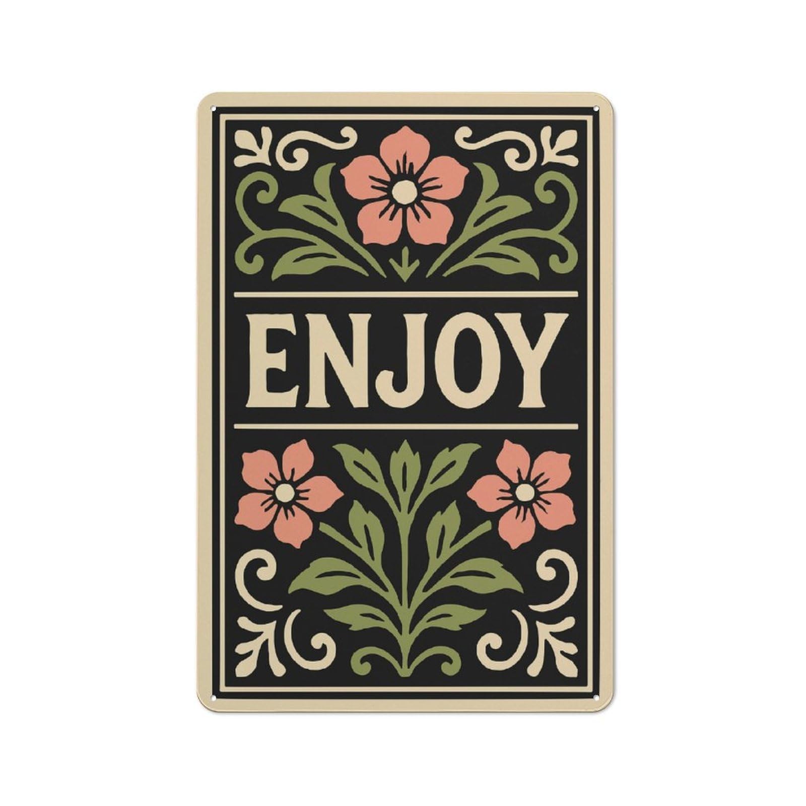 Junmoney Style-3 For Hobby Room Or Studio, Enjoy Floral Art Nouveau Illustration Rustic Tin Wall Plaque 30X20cm, For Vintage Wall Decor Fans, For Metal Sign Collectors
