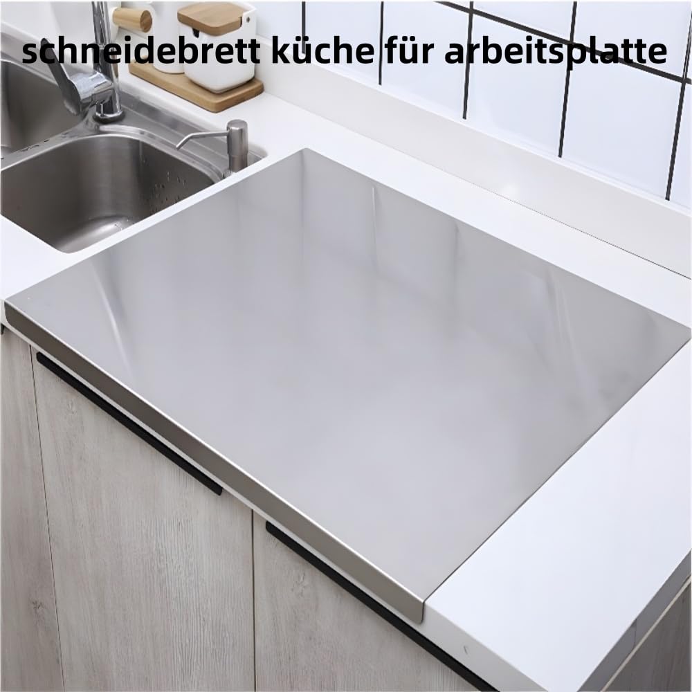 Schneidebrett 316 Edelstahl,Edelstahl Arbeitsplatte aus Verschiedene Größen,Cutting Board,Schneidebrett Groß,Frühstücksbrettchen für Küche,Bar,Restaurants (60 * 58cm)