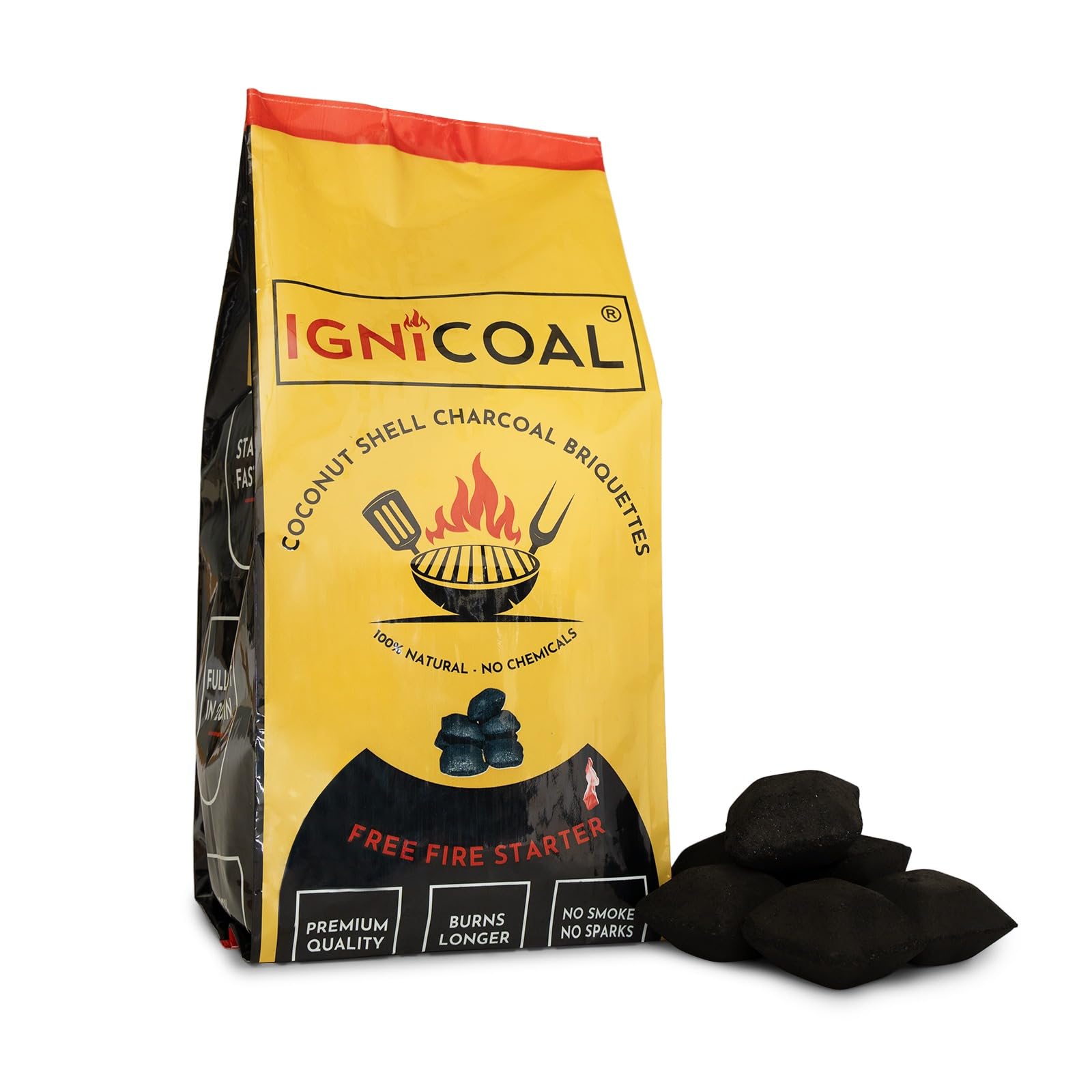 IGNICOAL Premium Coconut Shell Charcoal briquettes for Barbeque Grill BBQ smokeless (2kg) Great for BBQ Grills, Smokeless When Lighting (B0D21Q74DM) Amazon Price History, Amazon Price Tracker