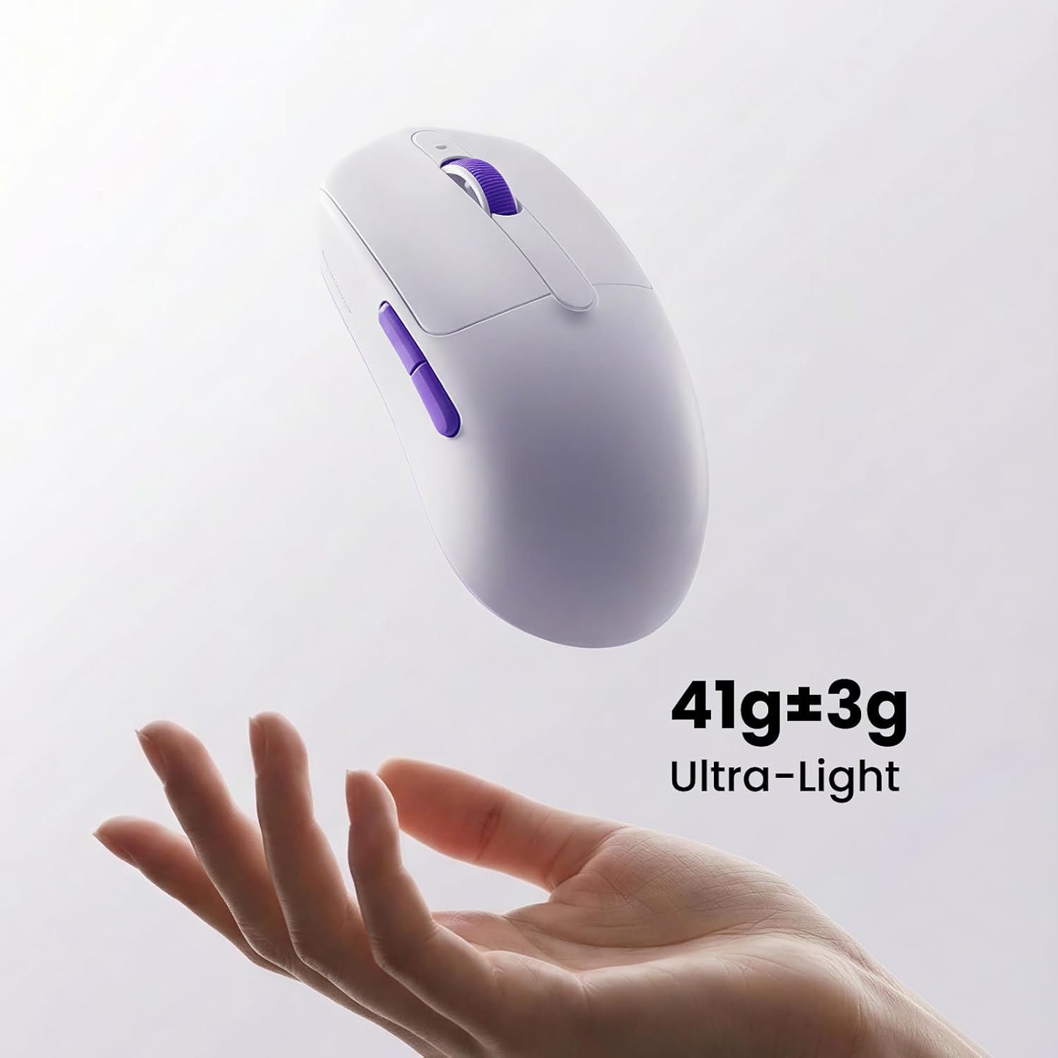 Akko Dash Max Wireless Gaming Mouse, 8K Polling Rate with PAW3395 Sensor, 26000 DPI, 41g Ultra Lightweight, Akko Custom Optical Switches, BT/2.4G/Wired Symmetrical Computer Mouse, White