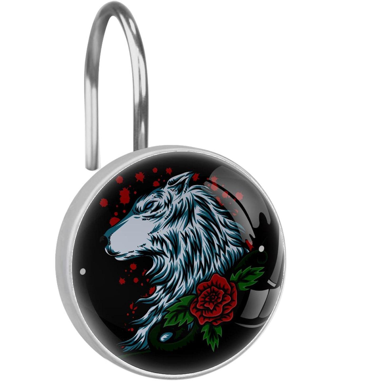 Crochets rideau de douche loup rose en verre cristal de prestige