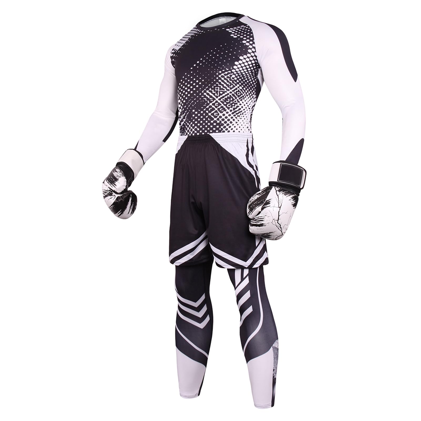 3 pièces Ensemble Compression Homme Tenue, Sport Fitness Vêtement, Running Shirt Compression Legging Sport Short, Running Jogging Cyclisme