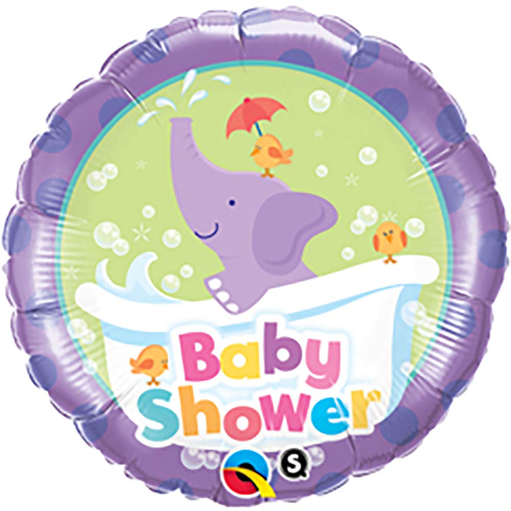 Qualatex Multicolor 13912 Round Baby Shower Elephant Foil Balloon, 18-Inch