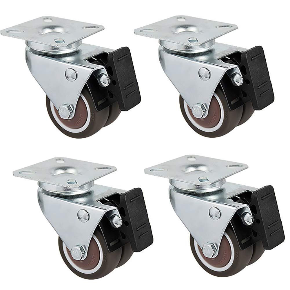 Ruote girevoli universali Niture da 2 pollici 50 mm con freno Doppia ruota in gomma silenziosa Carrelli a piastra fissa per banco da lavoro Armadio da garage
