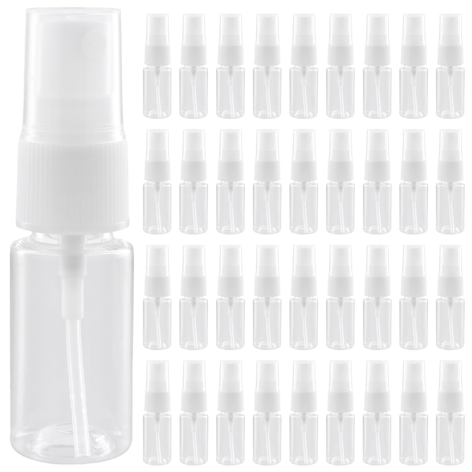 JOIKIT 100PCS 10ml Mini Spray Bottles, Plastic Clear Empty Spray Bottle for Make Up Skincare Cleaning