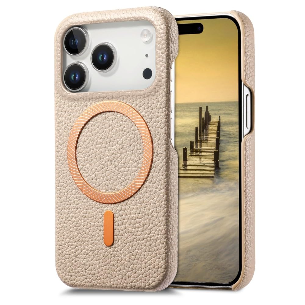 Coque rigide iPhone 12 Pro Max cuir magnétique kaki antichoc - 8