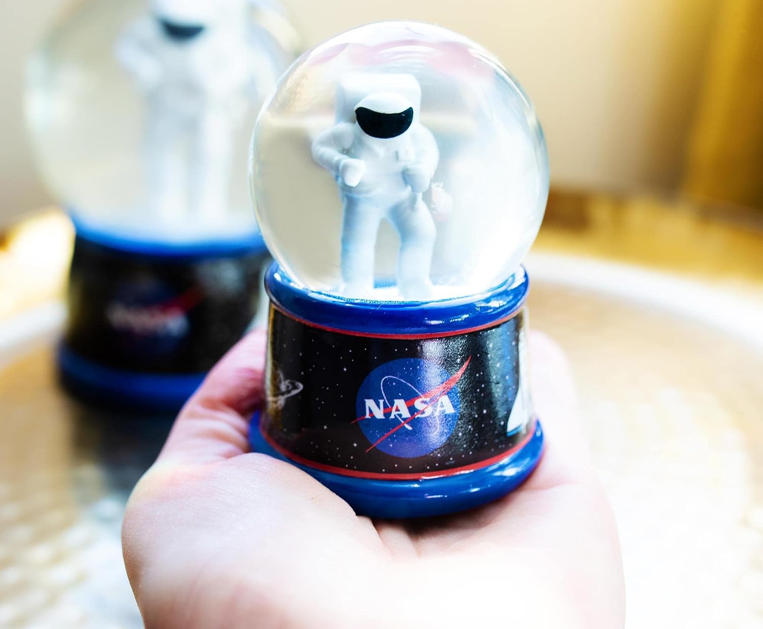 NASA Astronaut Light-Up Mini Adult Snow Globe with Swirling Glitter Display