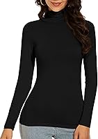 Vista 2 de Women's Turtleneck Long Sleeve Thermal Tops Slim Fitted Lightweight Thin Basics Layer Tshirt (XS-2XL)