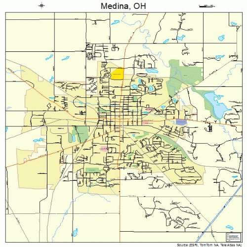 Amazon.com : Large Street &amp; Road Map of Medina, Ohio OH - Printed poster size wall atlas of your ...