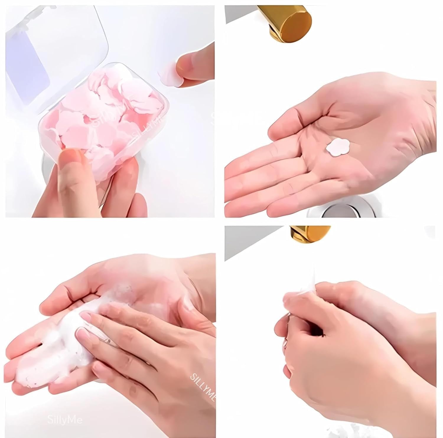RUSEELA Trave Paper Soap for Kids, Apple Shape Plastic Storage Box Hand Wash Paper Soap for Girls/Boys Easy-To-Use Flower Petals for Clean & Clear - Pack of (1) 3