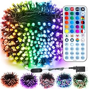 Brizled RGB Christmas Lights, 164ft 500 LED Color Changing String Lights, Dimmable Christmas Tree Light, Indoor Multifunctional Fairy Light with Remote for Outdoor Independence Day Xmas Party Decor