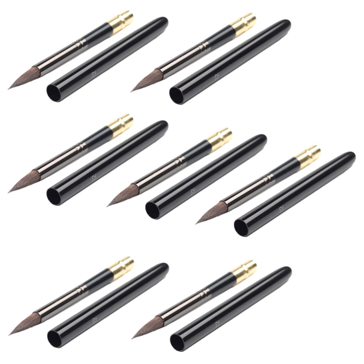 Pinceles de cerdas naturales resistentes y mango metálico desmontable set de 7