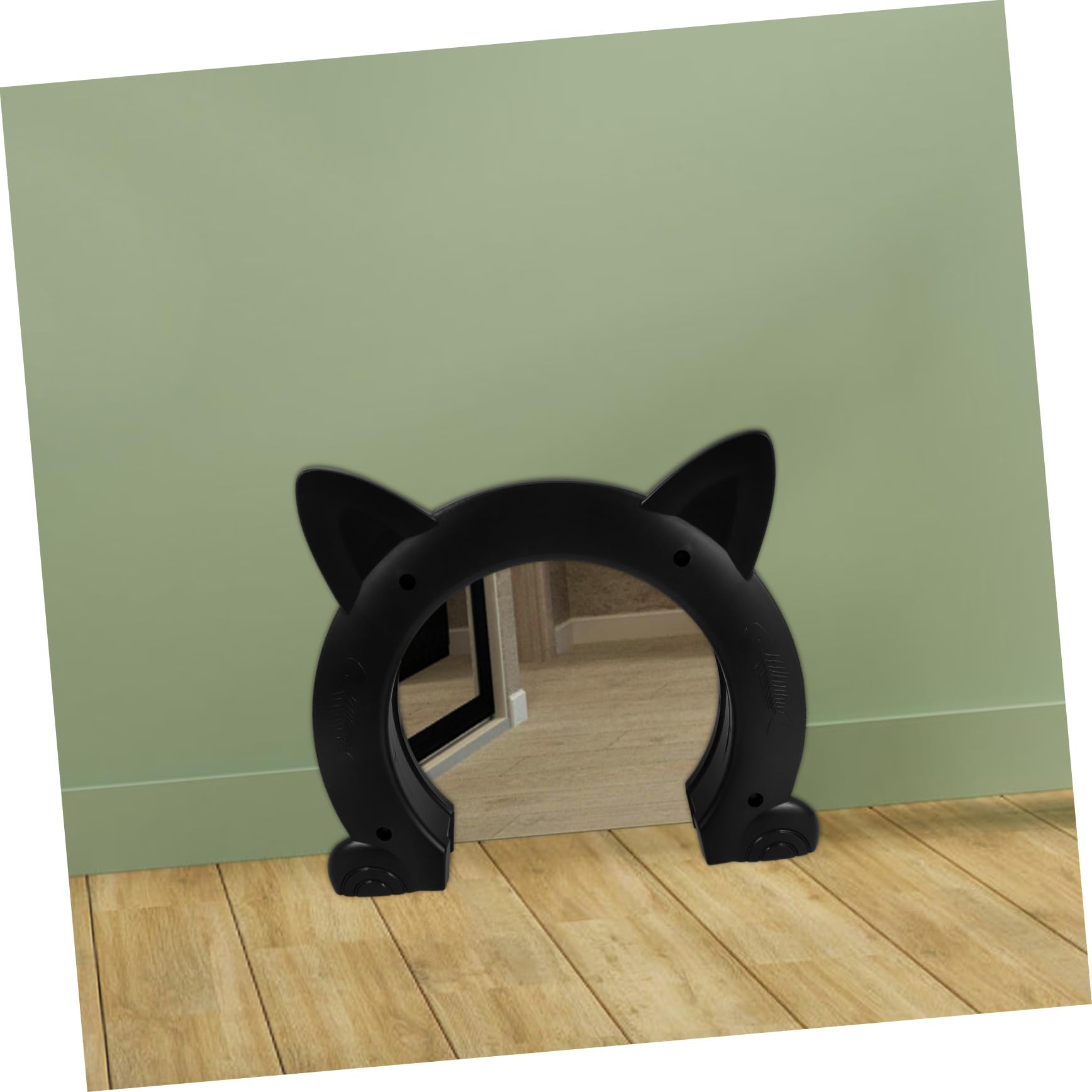 Katzenklappe für Innentüren in Katzenform aus Kunststoff, Schwarz