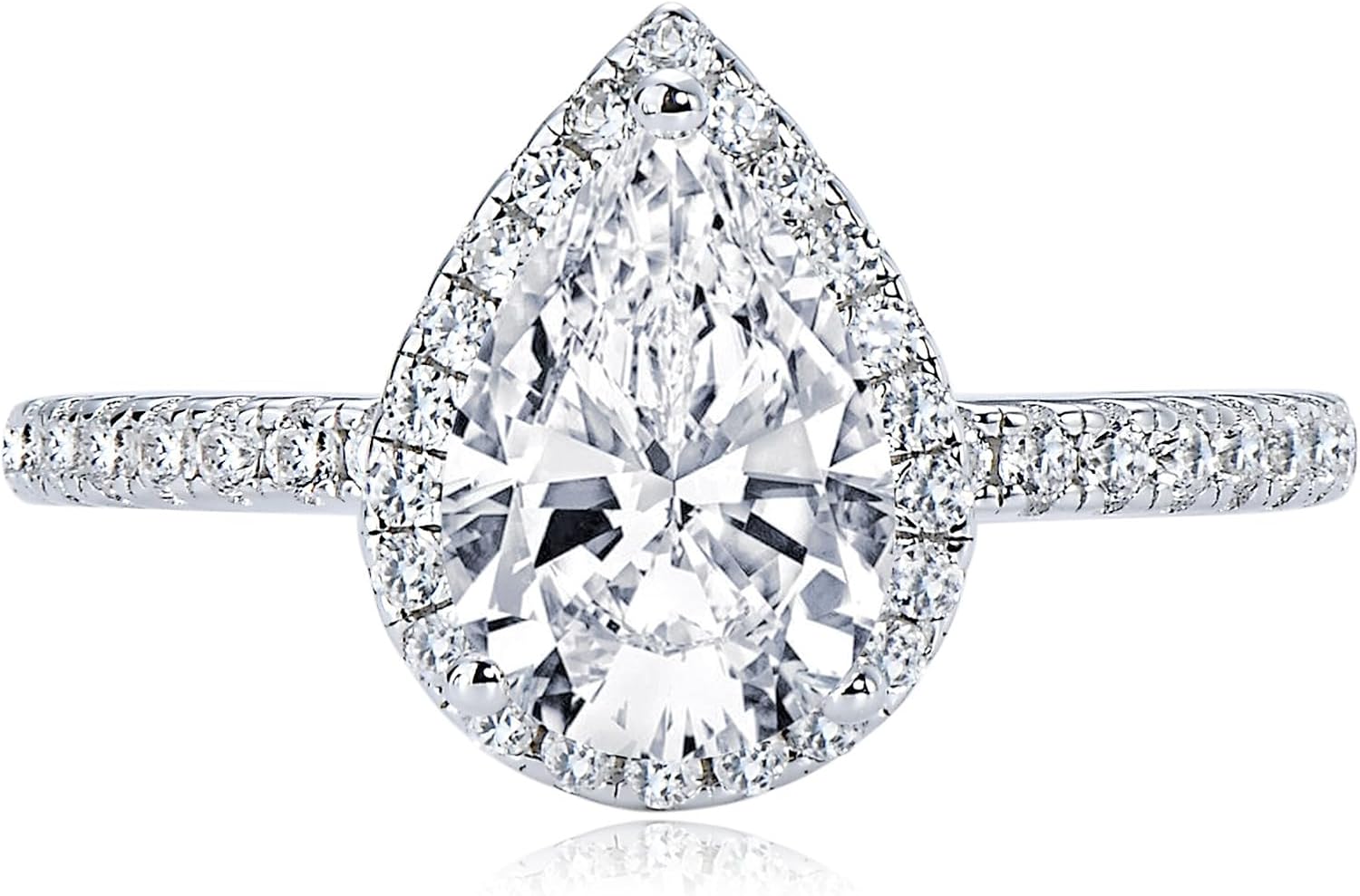 2CT Vintage Halo Moissanite Engagement Ring for Women D Color VVS1 Pear Shaped Wedding Rings Sterling Silver Promise Anniversary Ring - Image 4