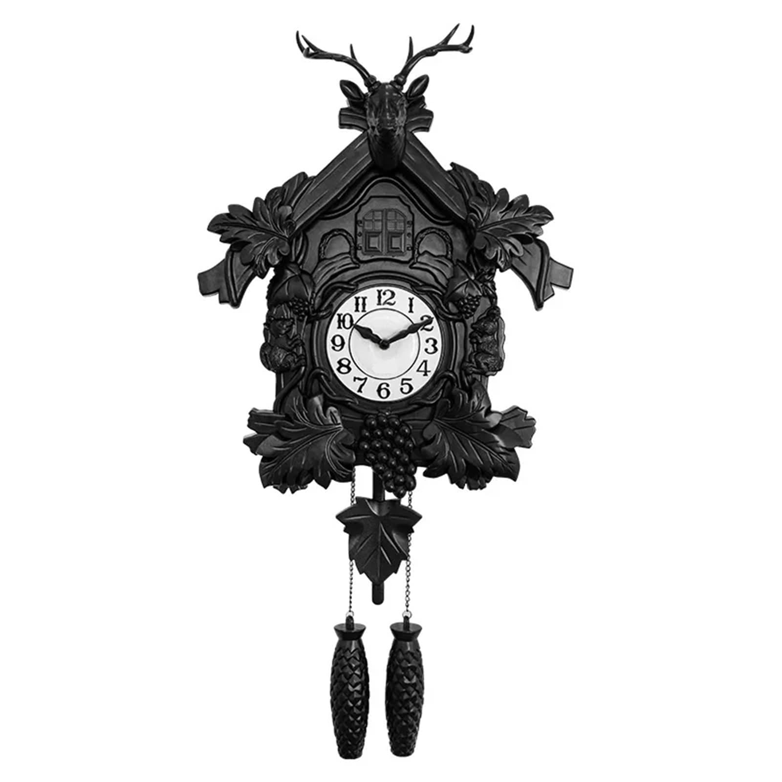 SNGUOQ Cuckoo Wall Clock Living Room Study Decoration Home Hourly Time For Bedroom Office(Black)