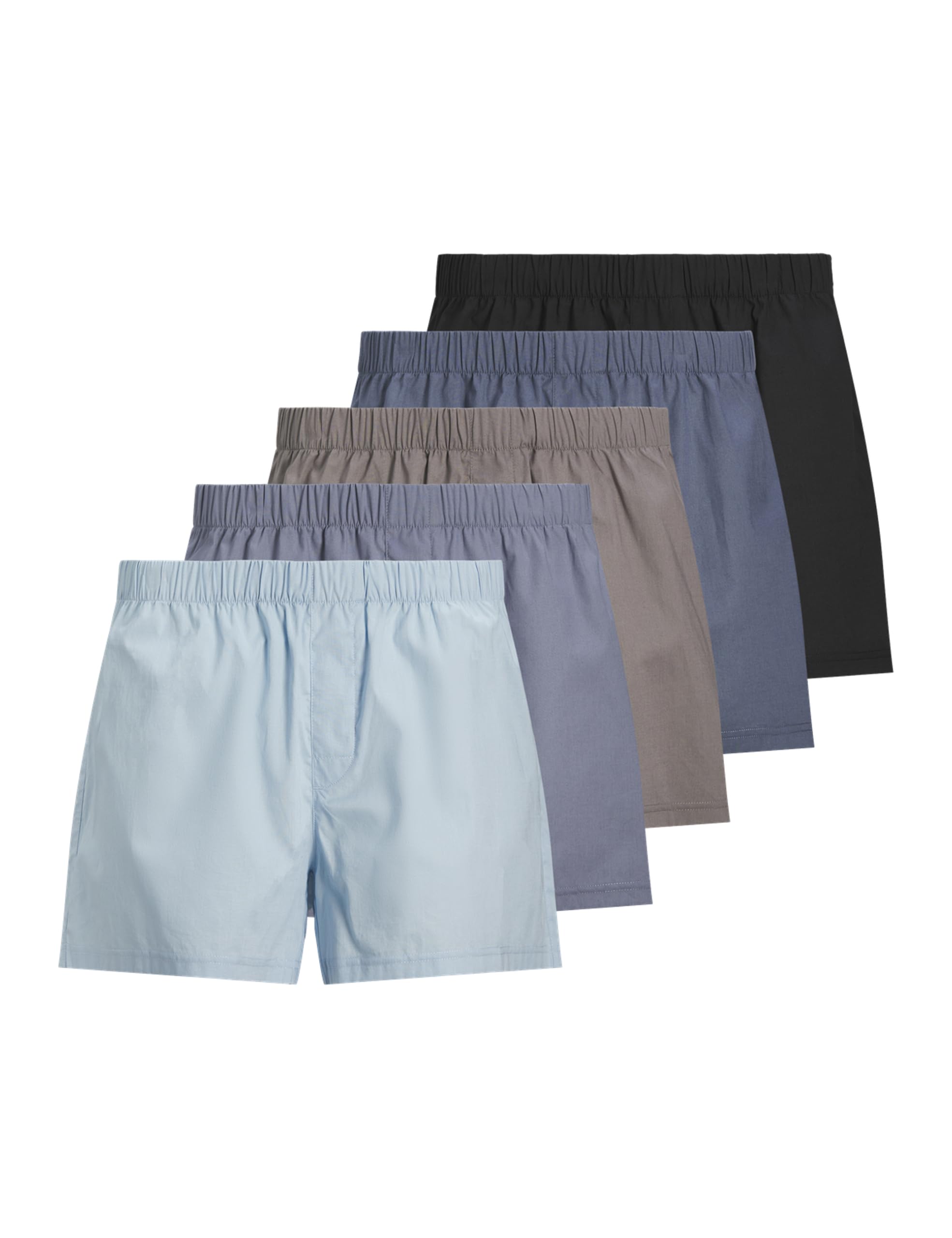JACK & JONES Men's Jacmilano Woven Boxers 5 Pack Noos, Chambray Blue, L (Pack of 5)