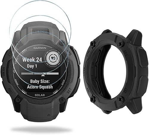 Protector de pantalla de reloj (3+1 unidad) compatible con Garmin Instinct 2x Solar, película de vidrio templado, antiarañazos, cobertura completa