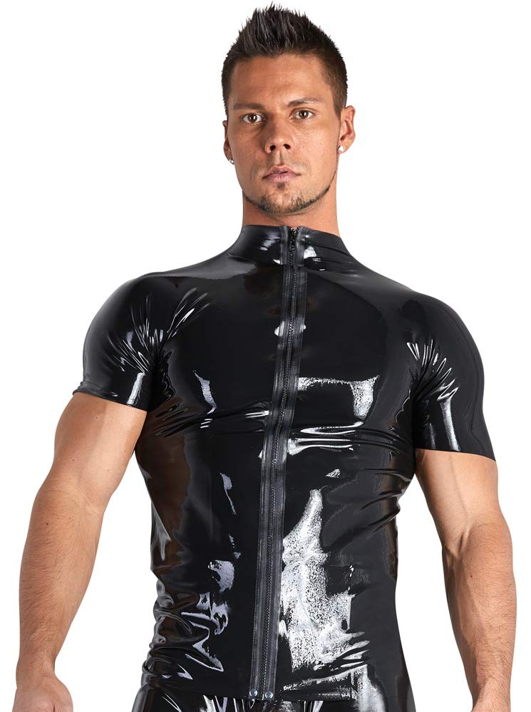 LateX Tee Shirt en Latex avec Zip Taille L