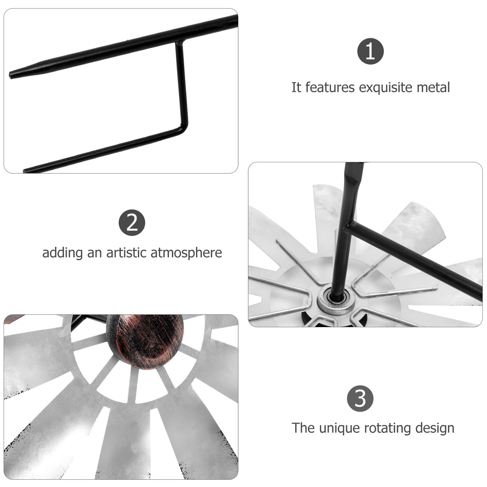 NUOBESTY Große Drehbare Windmühle aus Robustem Metall Farbiges Windrad Gartendekoration für Balkon und Garten