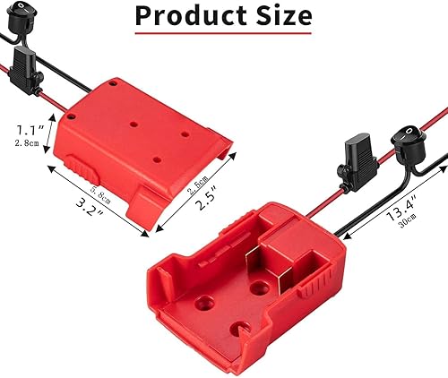 Miniatura 3 de Juego de adaptadores de rueda eléctrica para batería Milwaukee de 18 V con cable de 14 AWG para robótica, luces de trabajo, camiones RC y juguetes RC