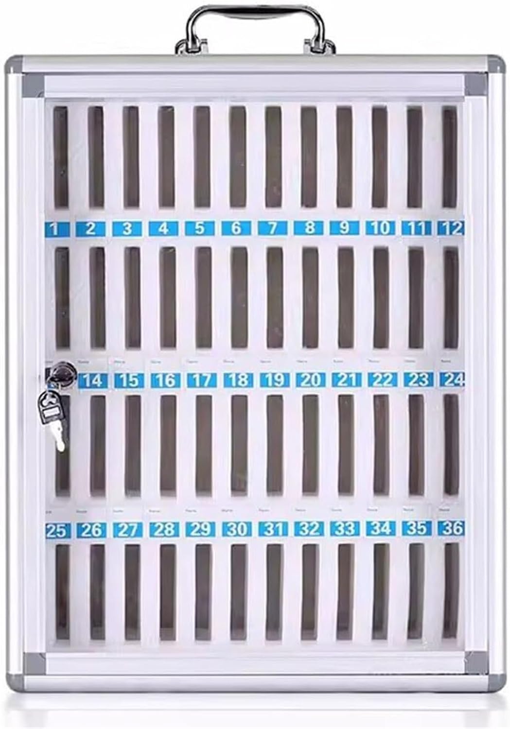 Mobile Phone Storage Box Transparent Acrylic Mobile Phone Security Locker with Key,Mobile Phone Storage Cabinet - 24 Slot Cell Phone Locker Wall Holder for Classroom & Office - Silver - Secu