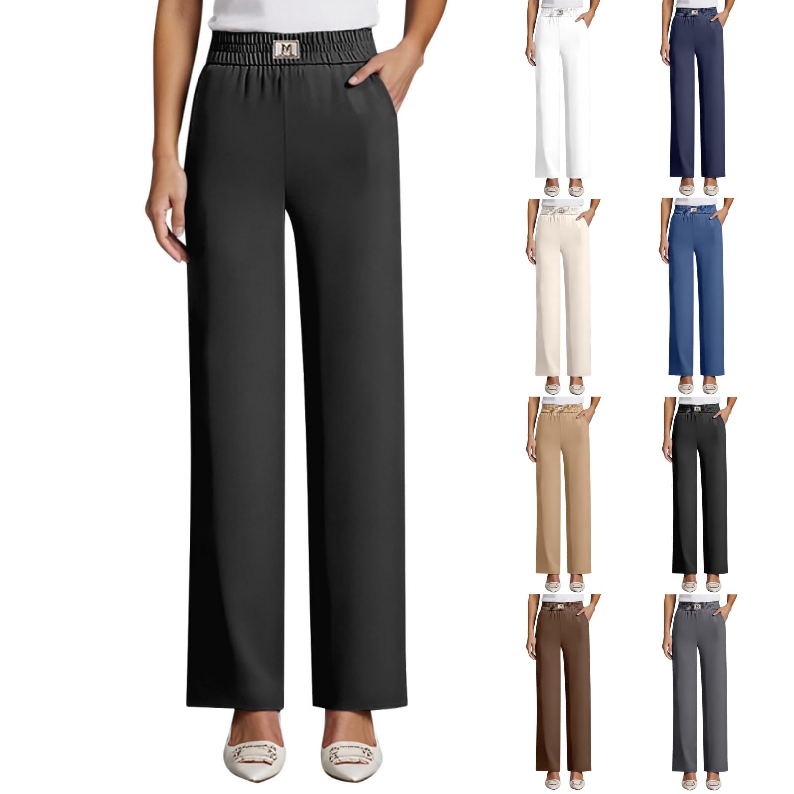 Linebalm Pants Linebalm Glamorease - Perfect Drape High Rise Pull-On Stretch Pants Breathable for Senior Women