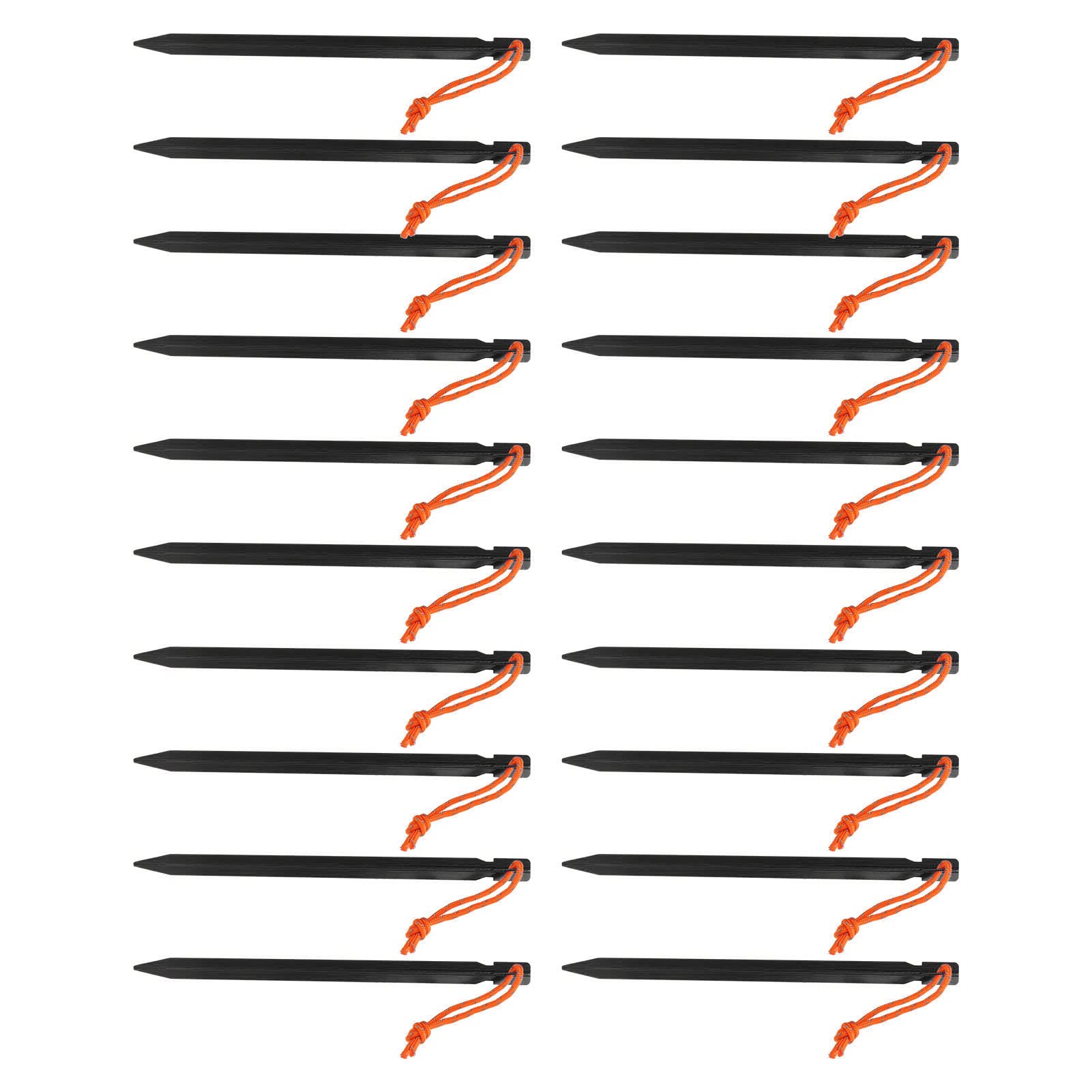 KANASI Picchetti per tenda, robusti picchetti in alluminio a forma di V da 23 cm con corde per fissare tenda e tettoia da campeggio all'aperto. (Nera)