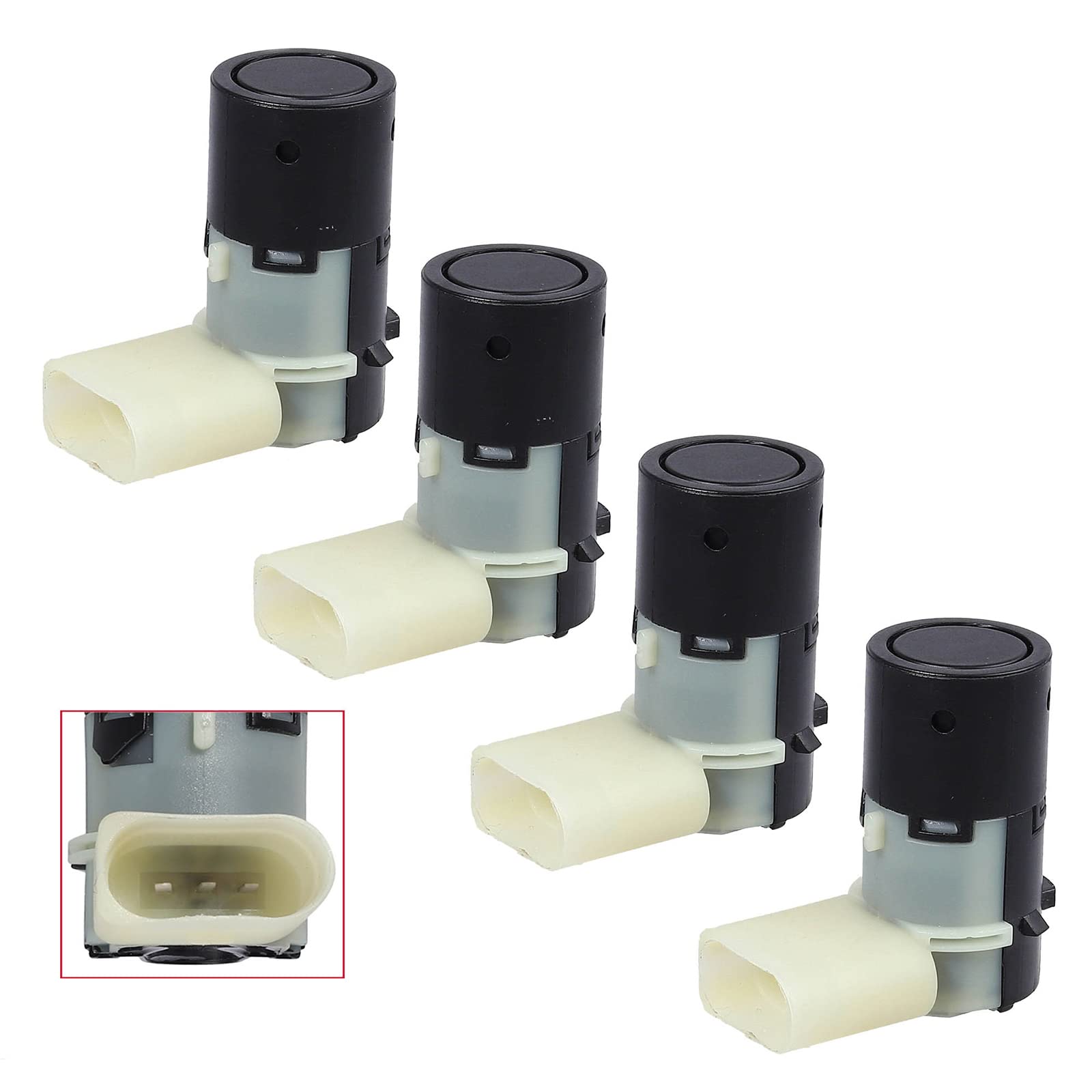 (Lot de 4) Capteur Radar de Recul Aide Stationnement Avant ou Arrière compatible pour A4 A6 A8 OCTAVIA II MULTIVAN V NEW BEETLE POLO TRANSPORTER V - 7H0919275C 4B0919275E