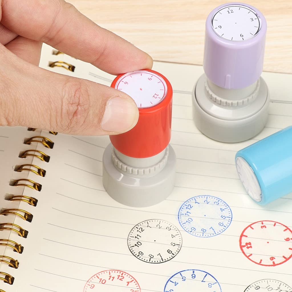 PULABO 1Pcs Reusable Plastic Clock Dial Stamp Student Teaching Tool Learning on Watch Student Math Reusable Plastic Teaching Tools Seal School Supplies popular