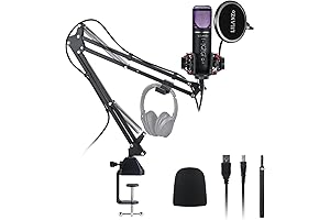 Gaming USB Microphone for PC, Eco Boom Plug-and-play USB Condenser Microphone with Boom Arm