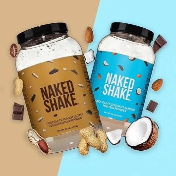 NAKED Shake - Chocolate Peanut Butter Protein Powder - Vegan Protein Powder from US & Canadian Farms with MCT Oil, NSF Certified, Gluten-Free, Soy-Free, No GMOs or Artificial Sweeteners - 30 Servings