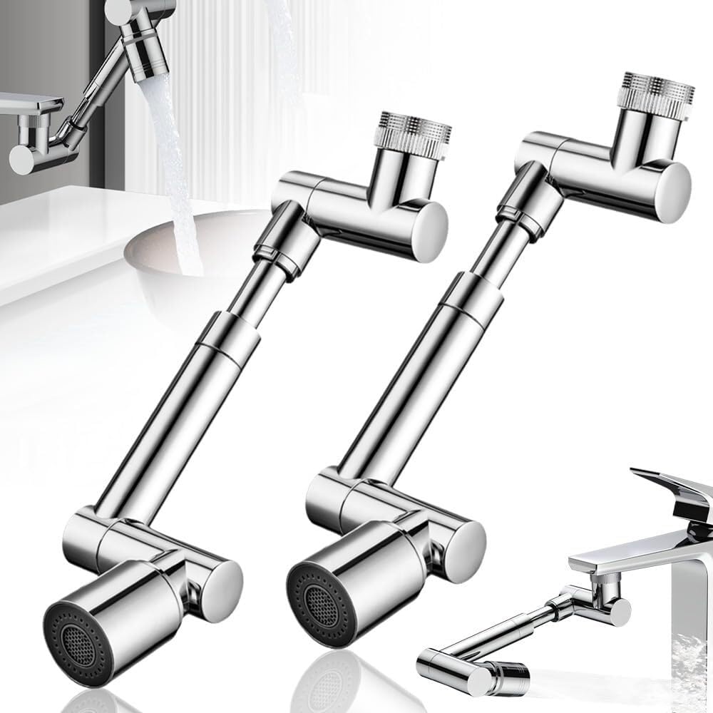 Obrotowy adapter ramienia robota do kranu, 2 tryby natrysku, uniwersalny obrotowy przedłużacz kuchenny do węża zlewozmywakowego (zestaw 2 sztuk)