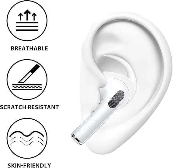 Aiivioll Ear Hooks for AirPods 4 (2024) [Added Storage Pouch] 4 Pairs Anti-Slip Ear Covers Silicone Accessories Compatible with AirPods 4th Generation(White)